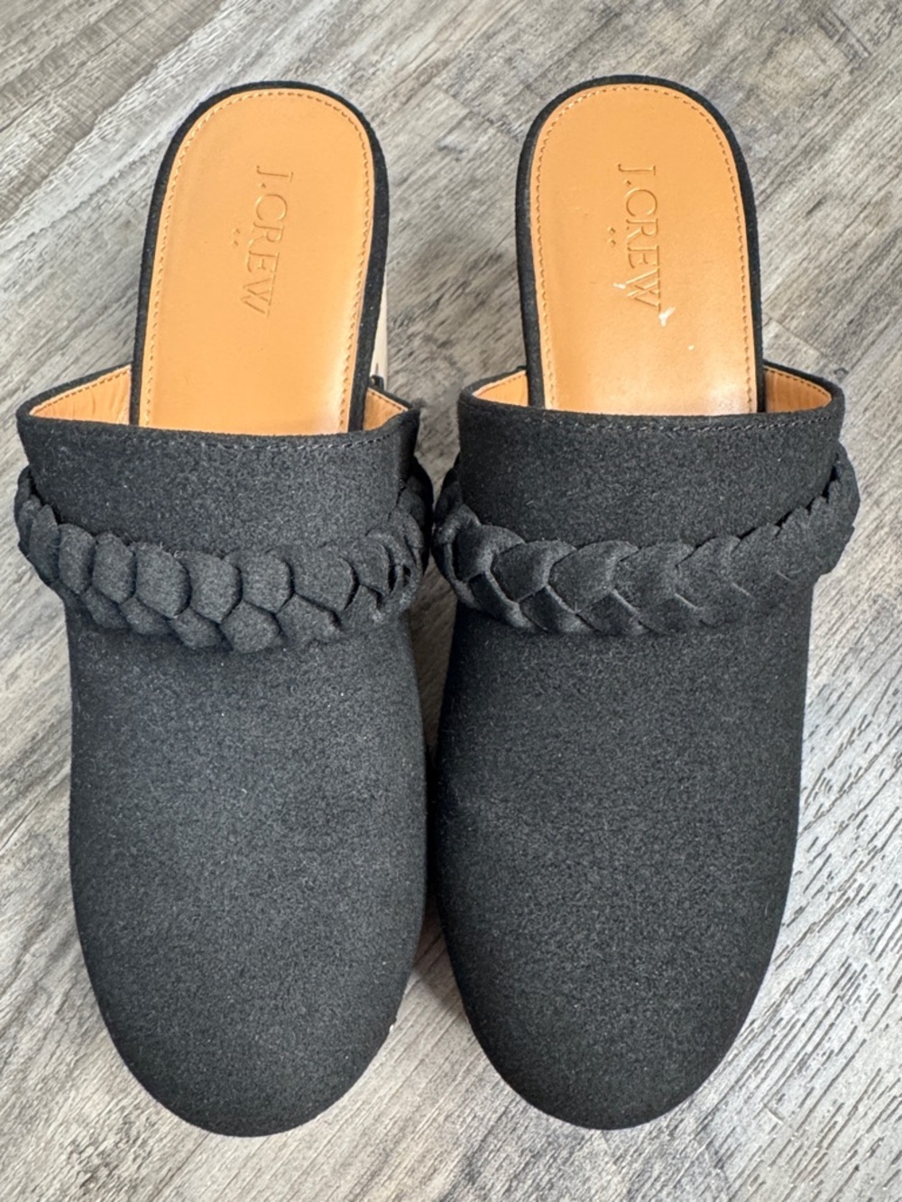 J. Crew Braided Studded Black Clog Mules Size 9 - Picture 2 of 6